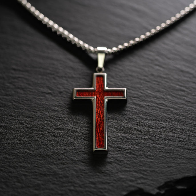 Rosewood Silver Cross Necklace