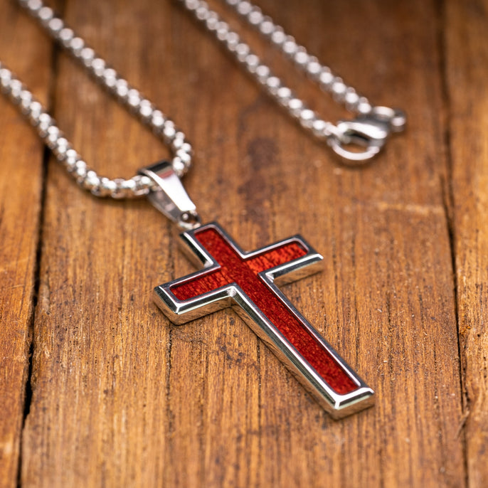 Rosewood Silver Cross Necklace
