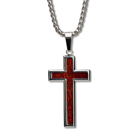 Halskette mit Kreuz aus Palisander-Silber