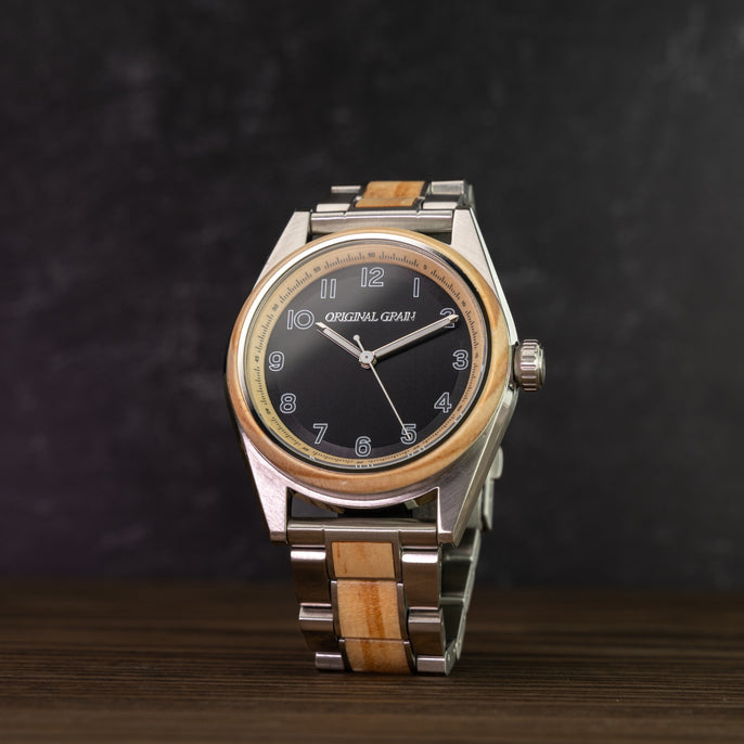 Nomad aus Kiefernholz, marineblau, Silber, 42 mm