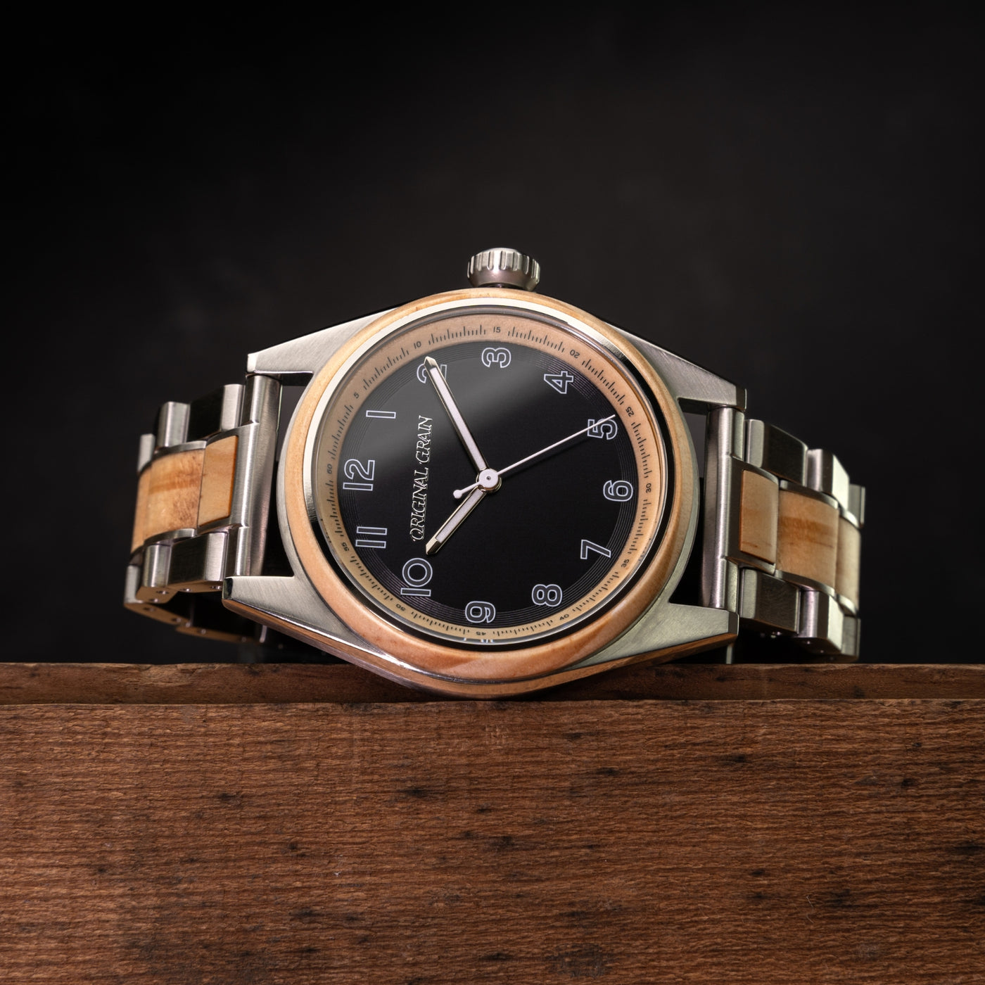 Nomad aus Kiefernholz, marineblau, Silber, 42 mm