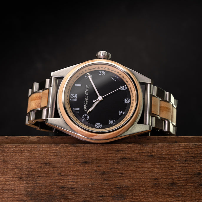Nomad aus Kiefernholz, marineblau, Silber, 42 mm