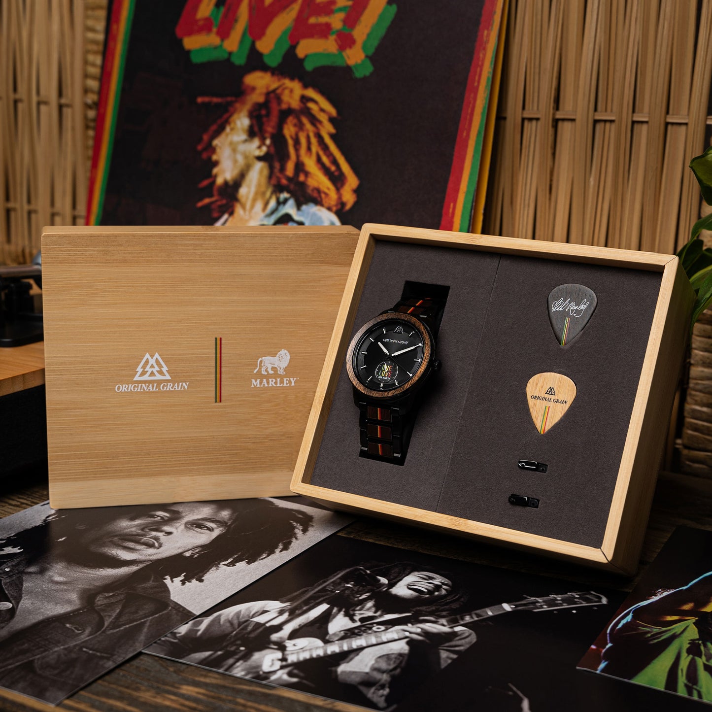 Bob Marley One Love Palmholz, schwarzer Lauf, 46 mm