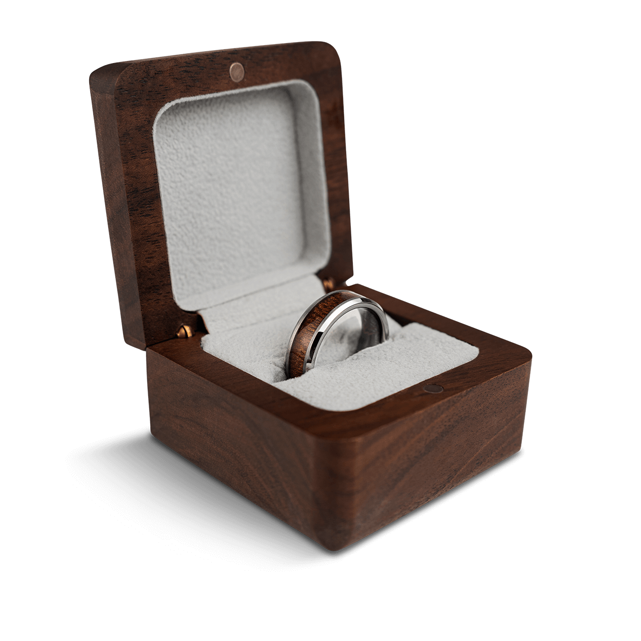 Burlwood Silver Single Barrel Beveled Ring