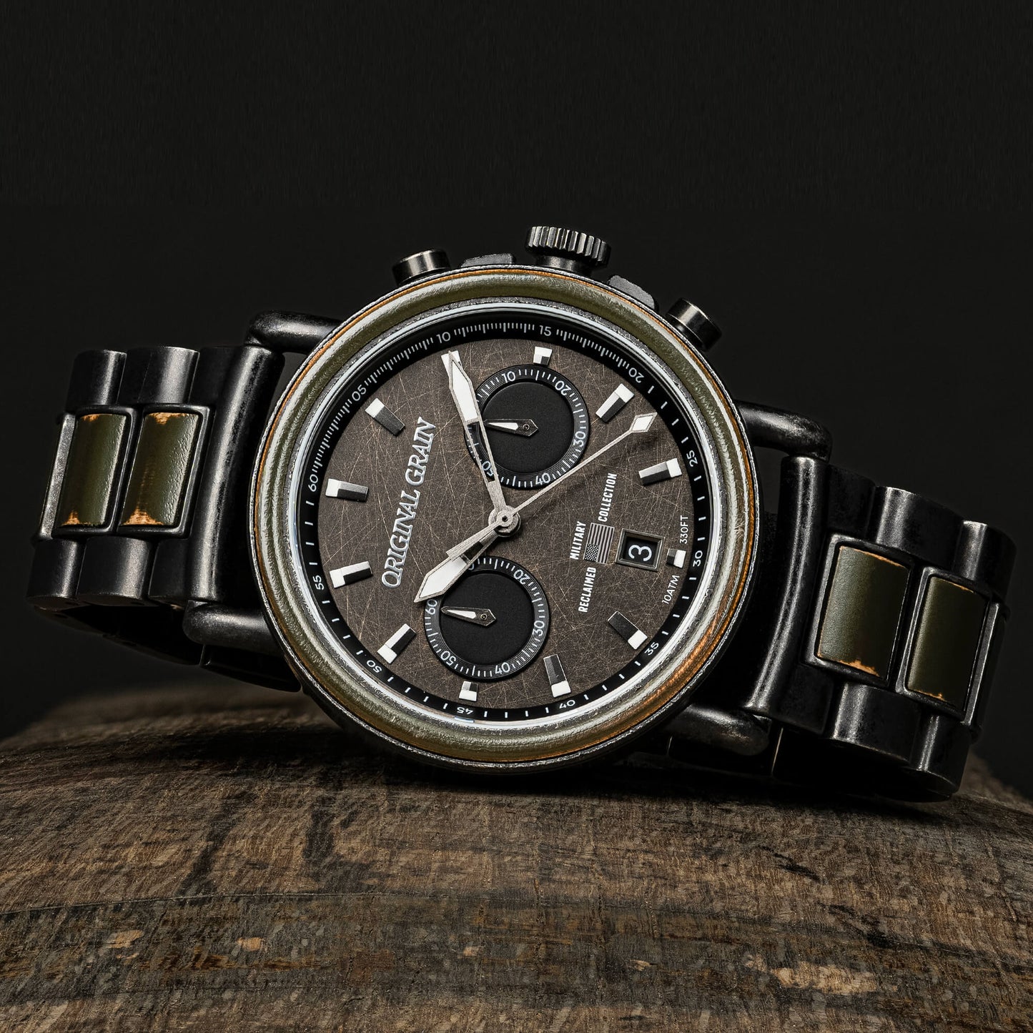 Military Stonewashed Steel Chrono 44mm