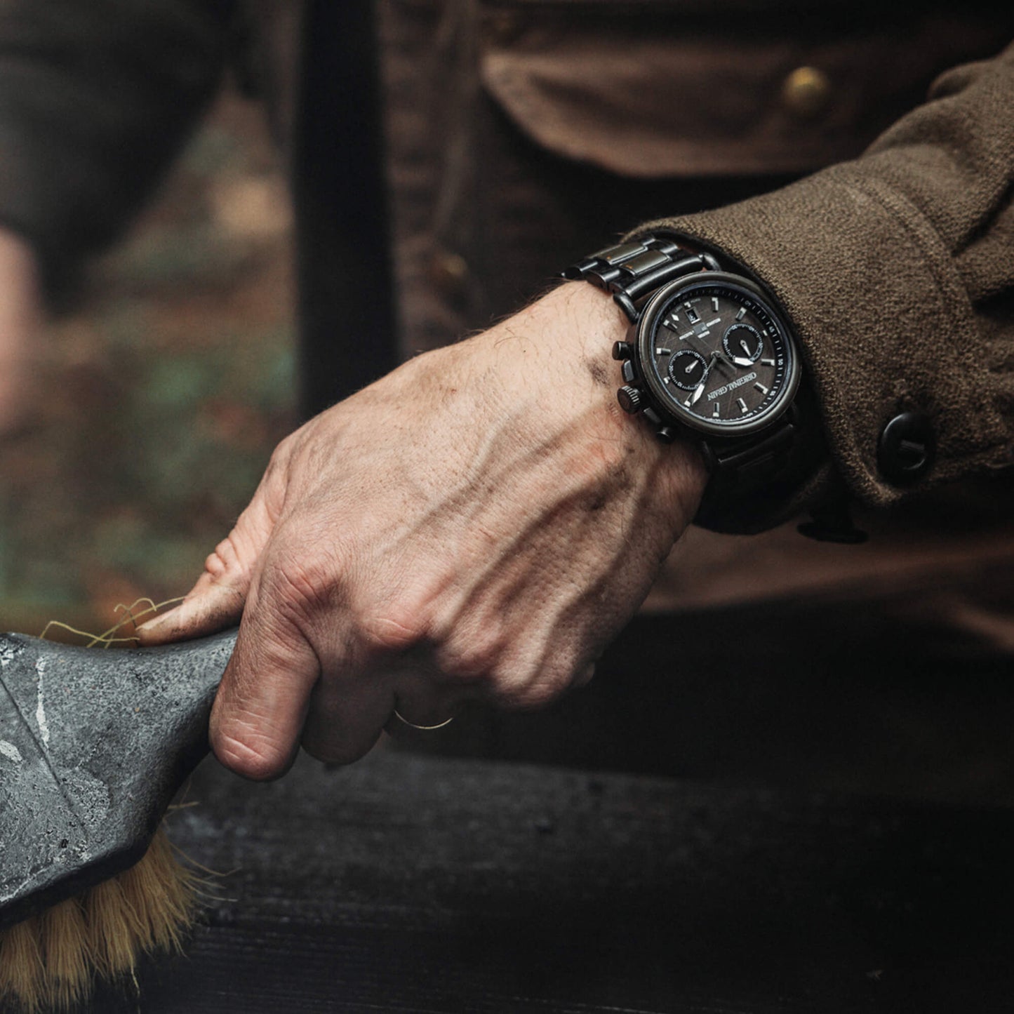 Military Stonewashed Steel Chrono 44mm