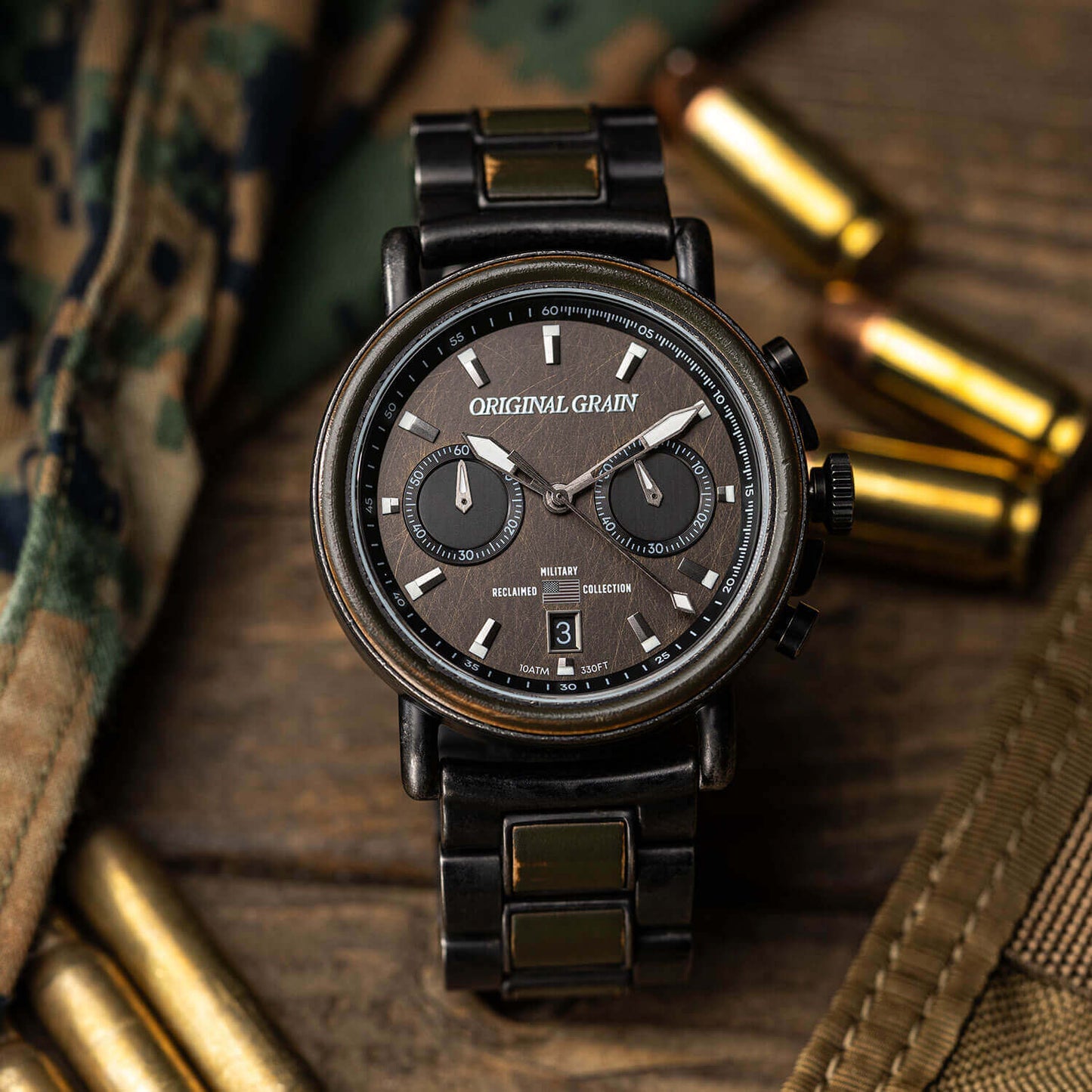 Military Stonewashed Steel Chrono 44mm