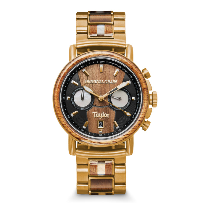Taylor-Gitarren, 18-Karat-Gold-Koa-Chrono, 44 mm