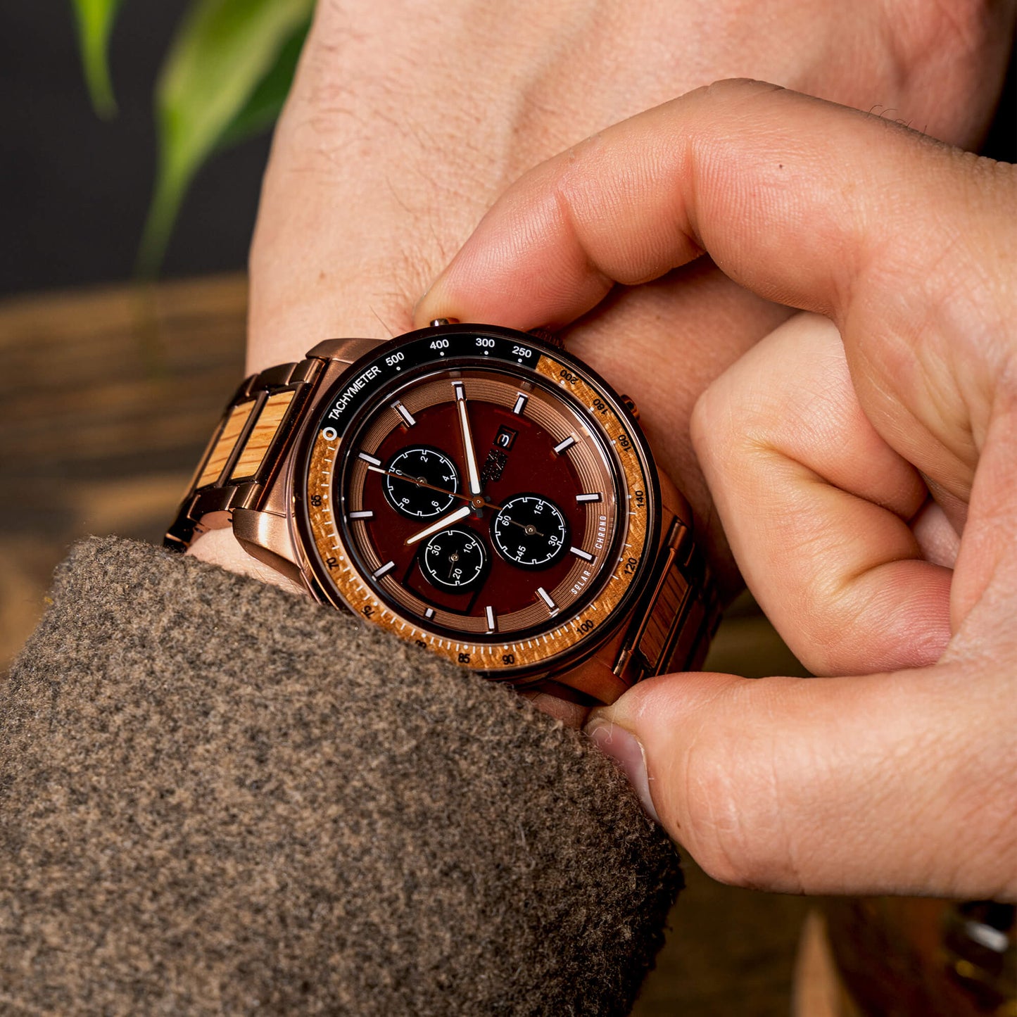 Whiskey Espresso Barrel Solar Chrono 45mm