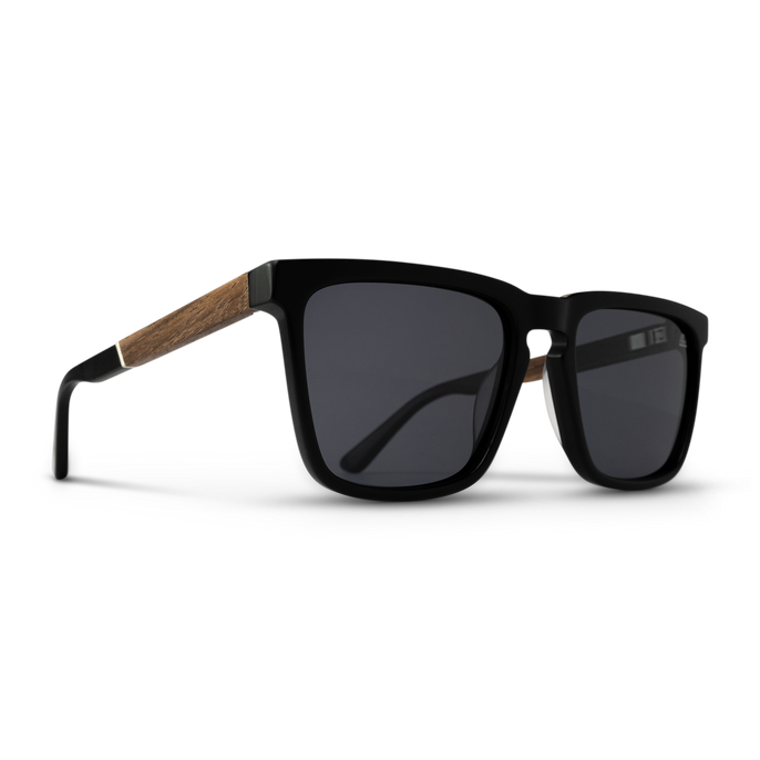 Mattschwarze Revival-Sonnenbrille aus Walnussholz