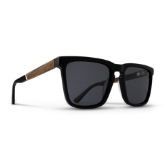 Mattschwarze Revival-Sonnenbrille aus Walnussholz