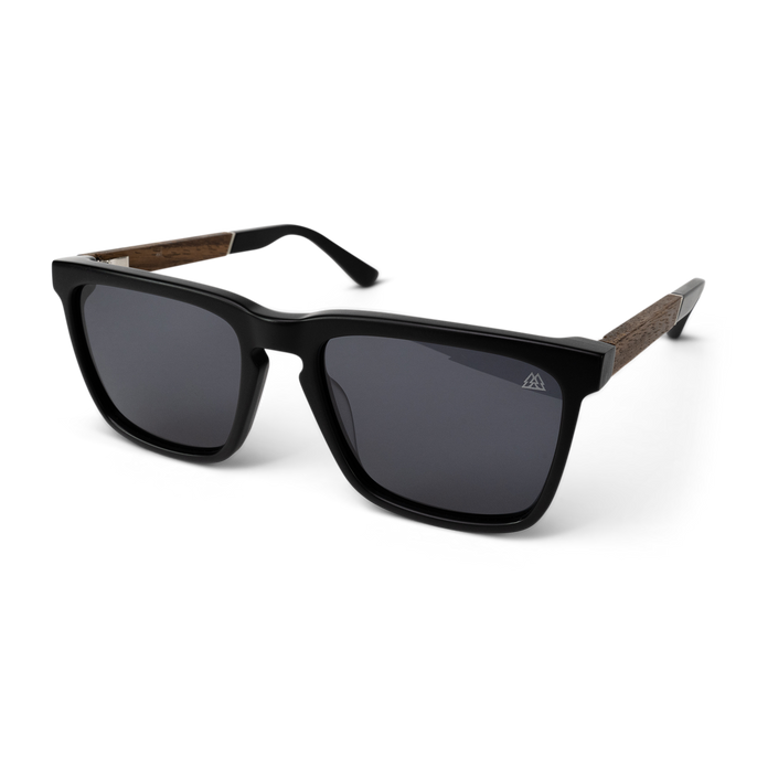 Mattschwarze Revival-Sonnenbrille aus Walnussholz