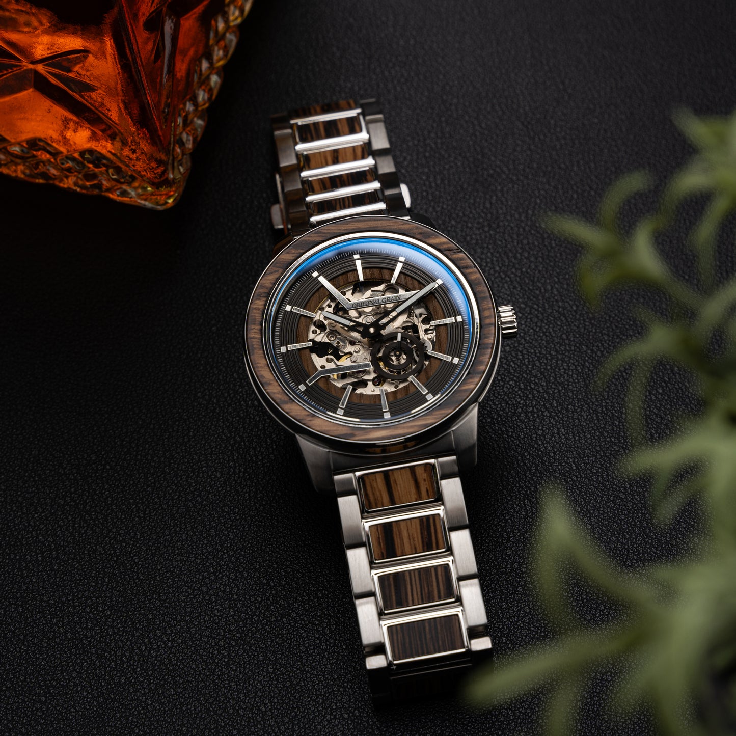 Charred Whiskey Silver Barrel Automatic 46mm