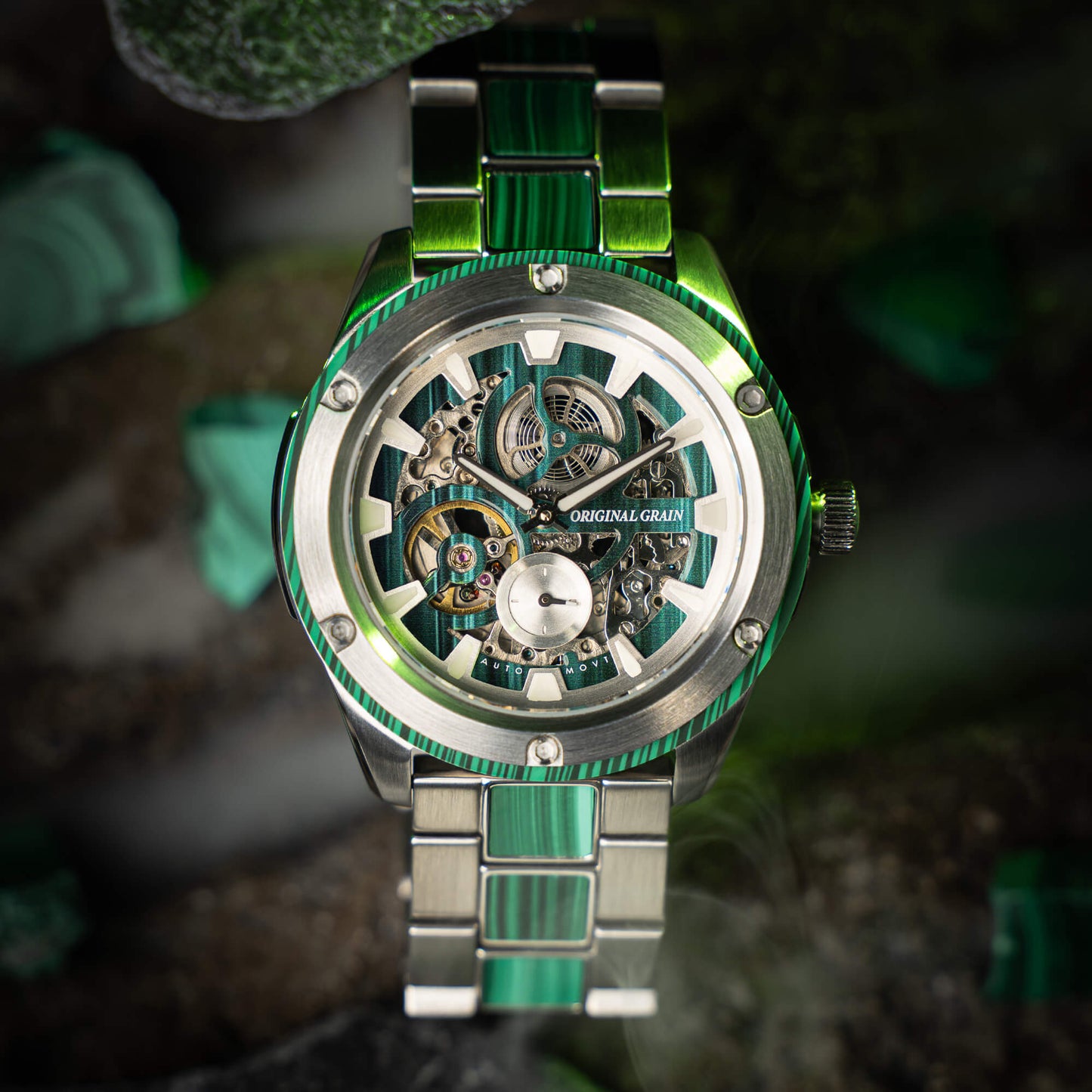 Malachite Rugged Silver Automatic 45mm