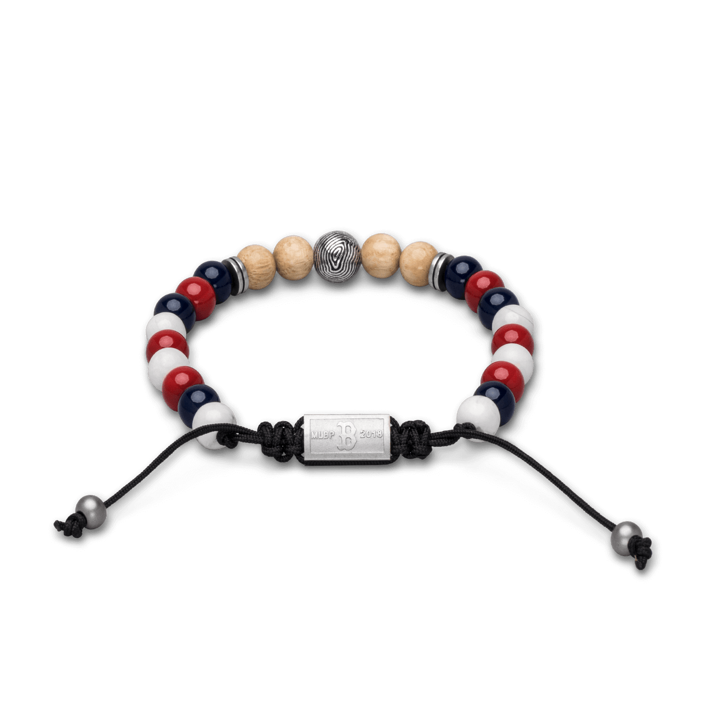Back of Boston Red Sox Round Macrame Bracelet 8mm by Original Grain