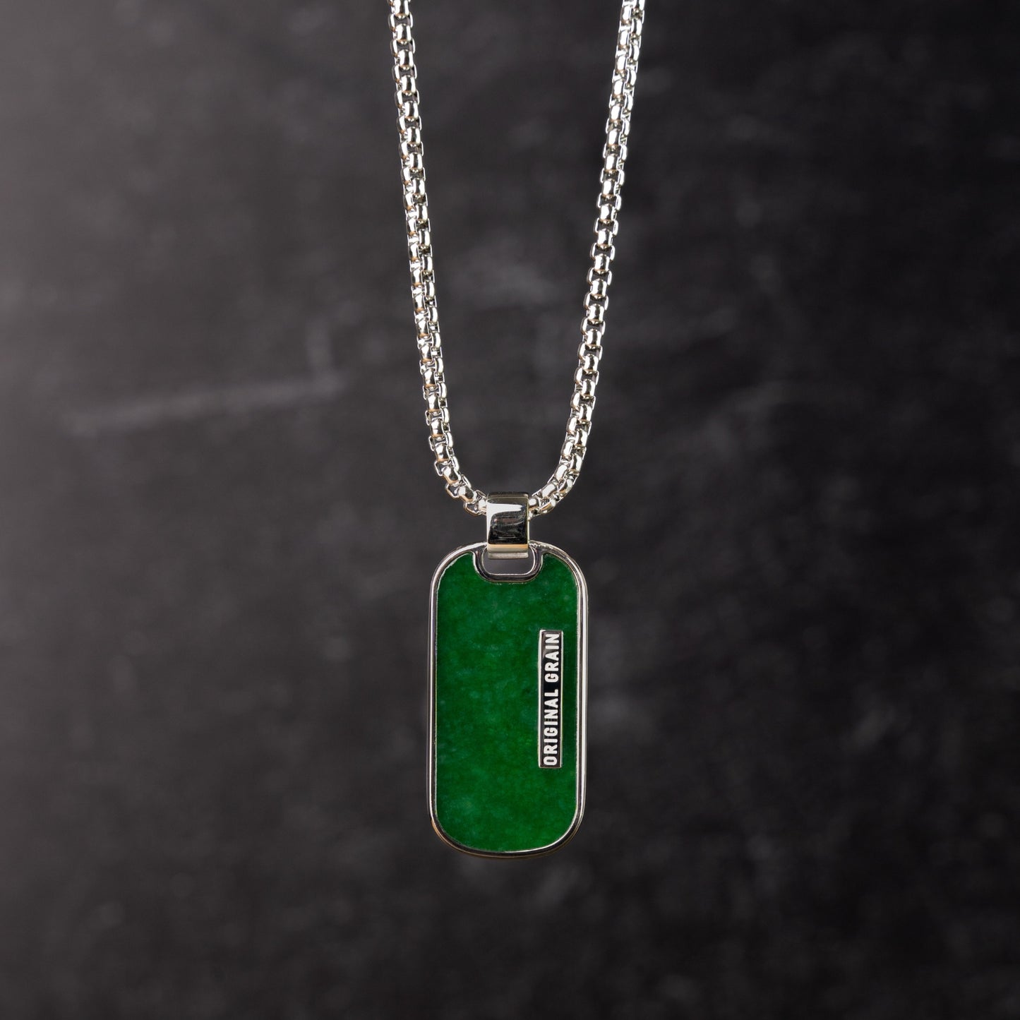 Jade Silver Dog Tag