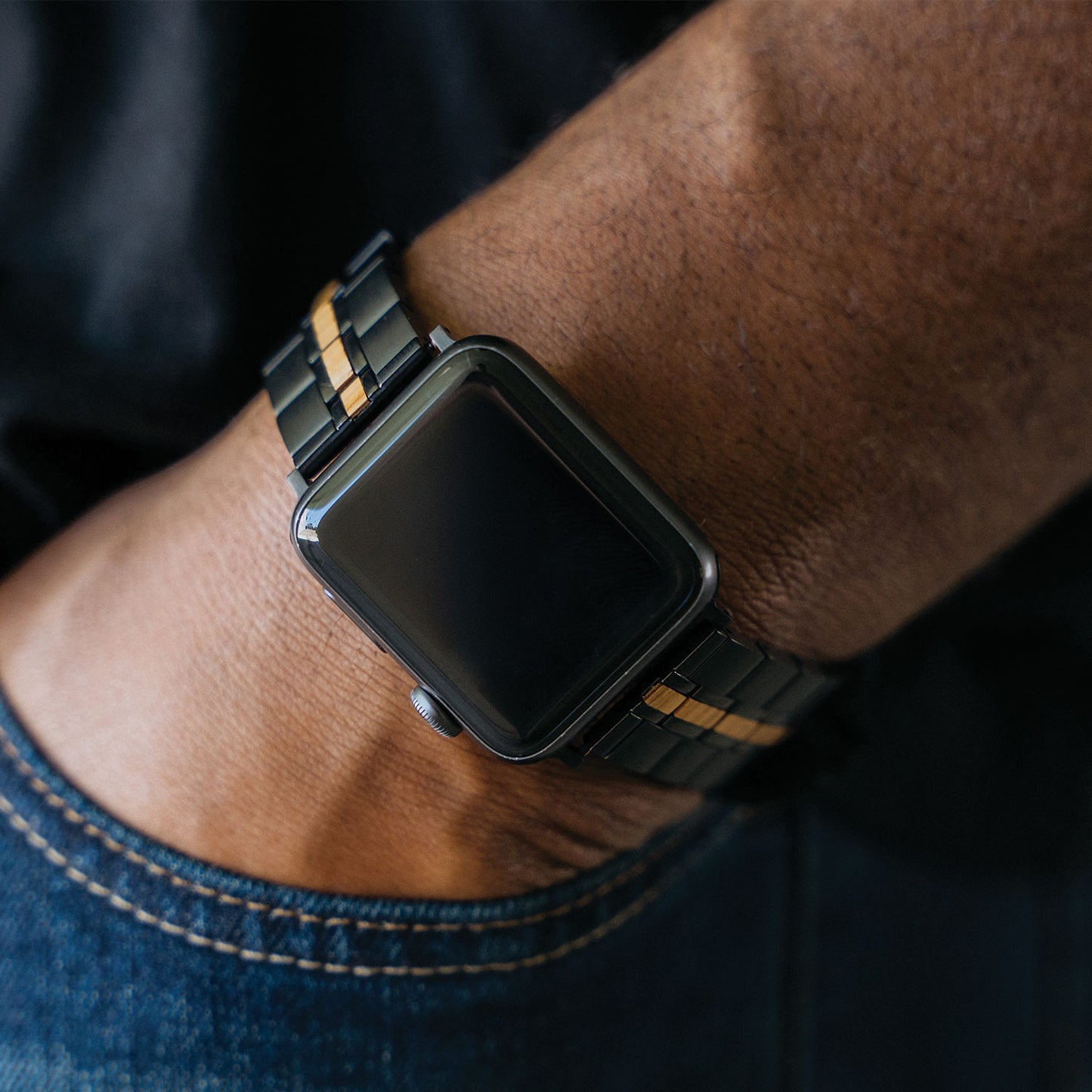 Whiskyschwarzes Minimalistisches Apple-Watch-Armband