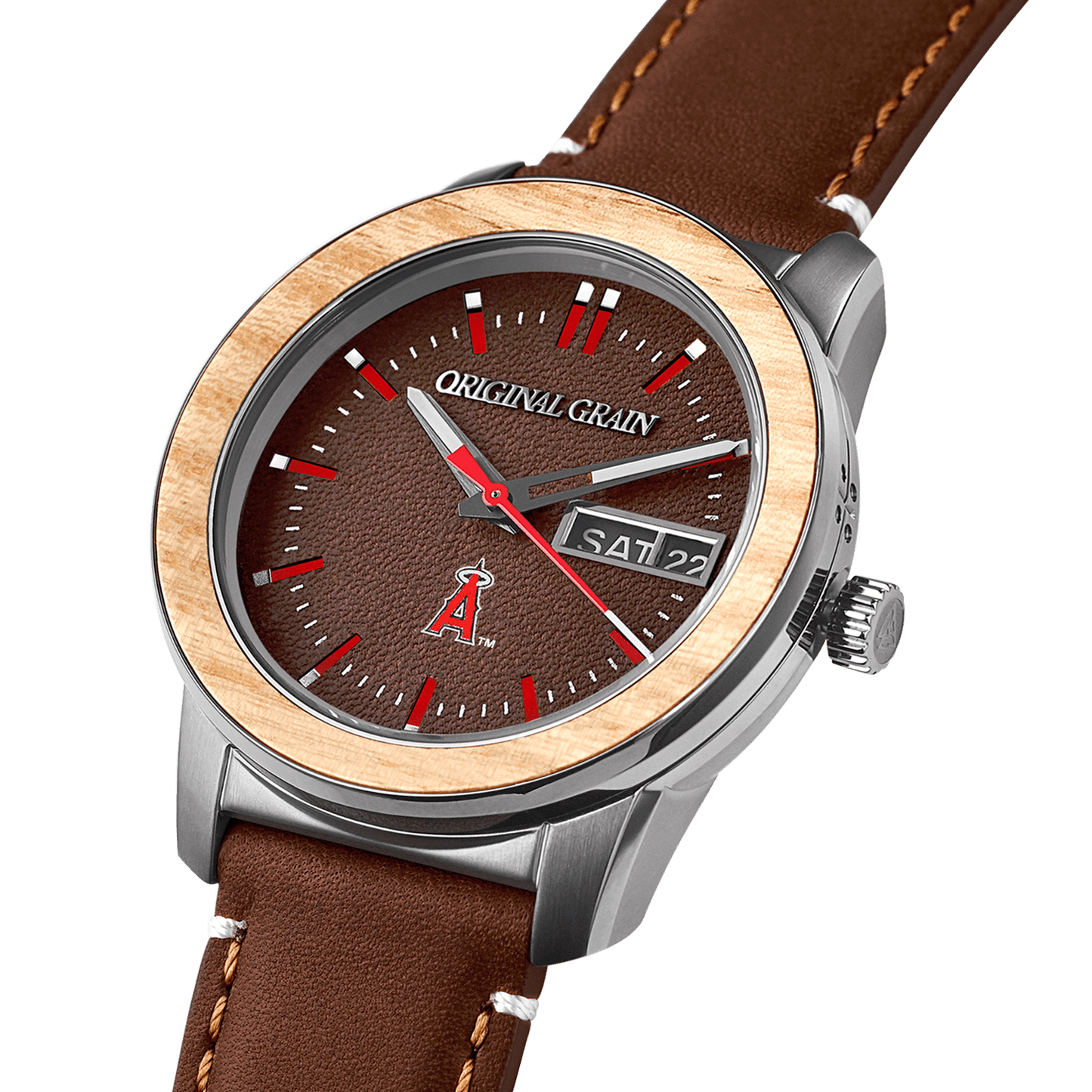 Anaheim Angels MLB Reclaimed 42mm - Leather Dial