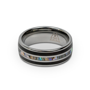 Ebony Abalone Silver Double Barrel Ring