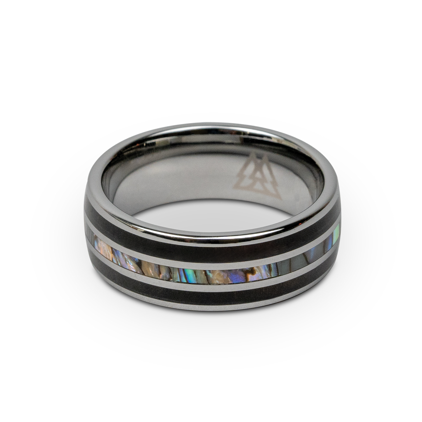 Ebony Abalone Silver Double Barrel Ring