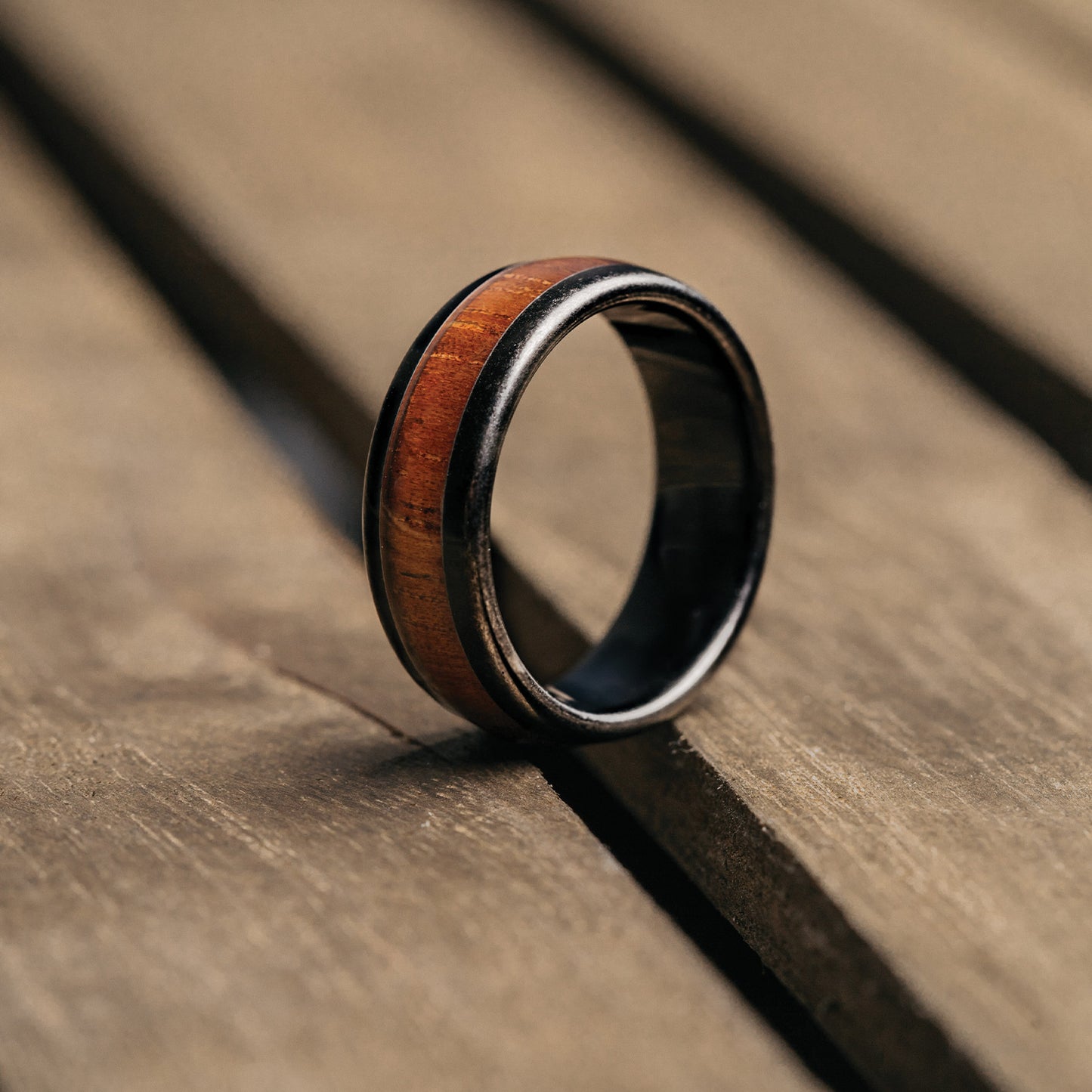 Koa Stonewashed Single Barrel Ring