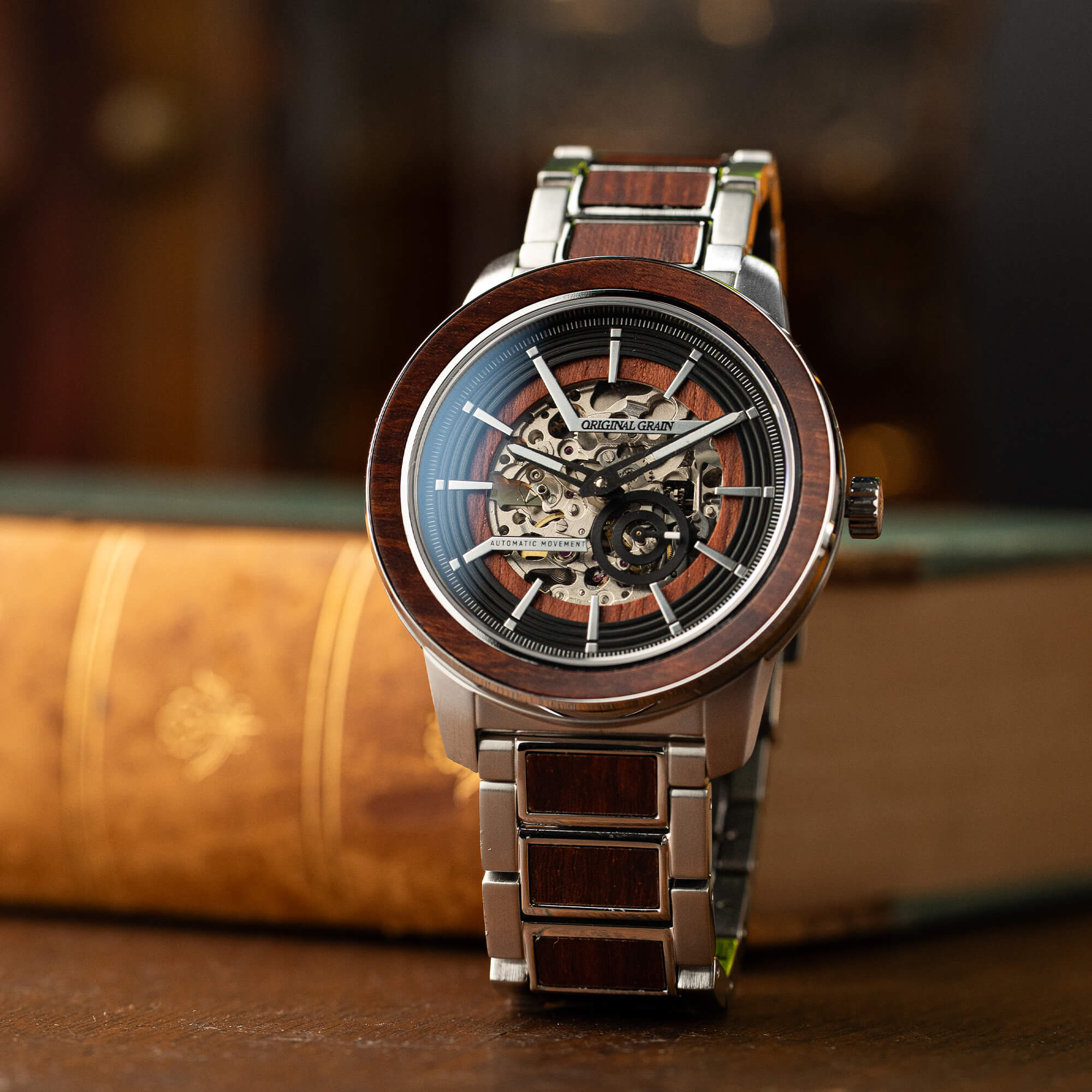 Rosewood Silver Barrel Automatic 46mm – Original Grain