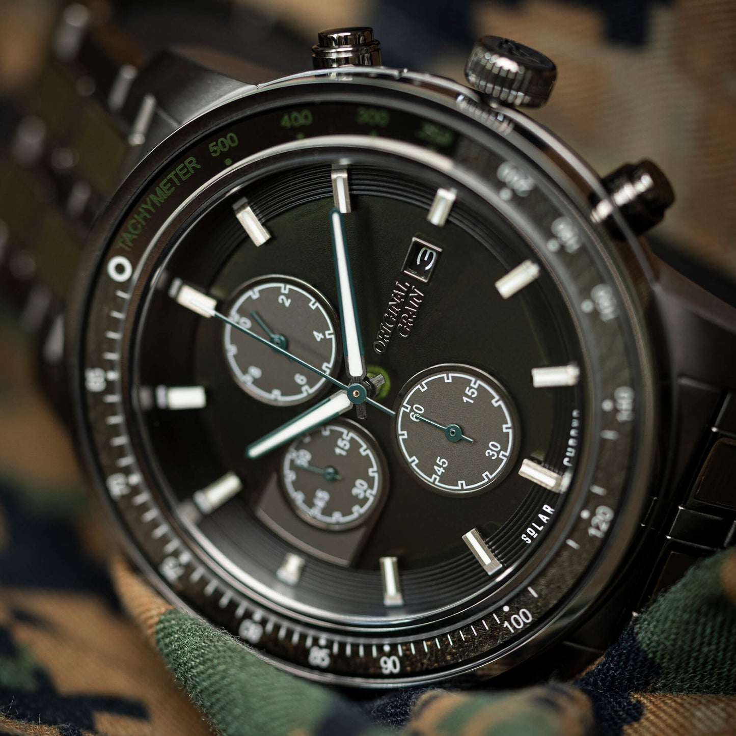 Military Green Barrel Solar Chrono 45mm