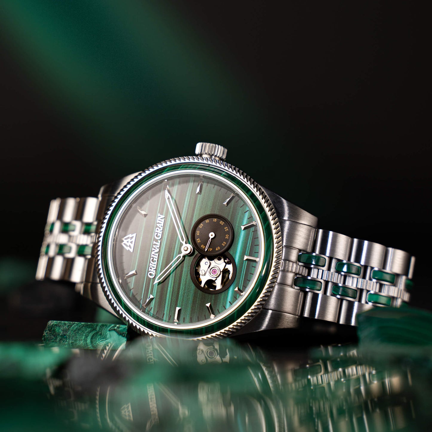 Malachite Silver Vintage Automatic 40mm