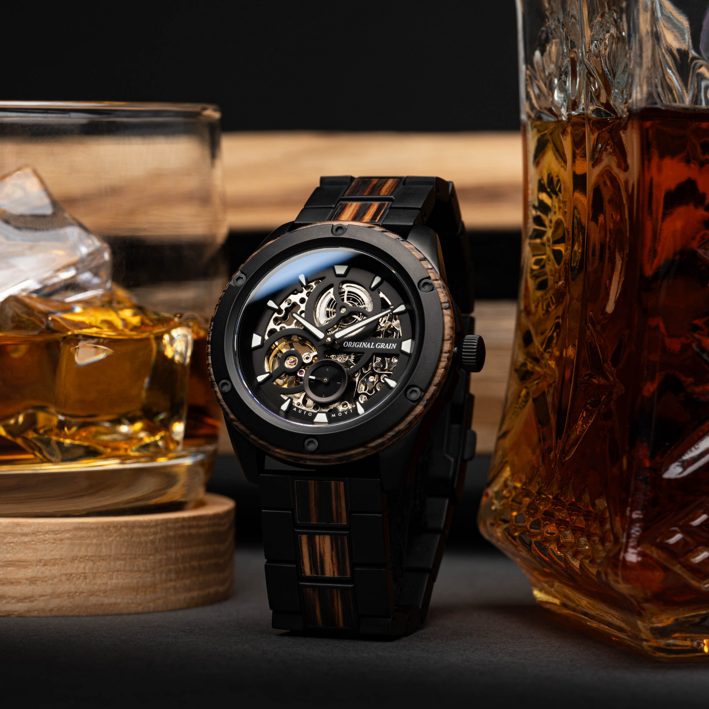 Whiskey Black Rugged Automatic 44mm Original Grain