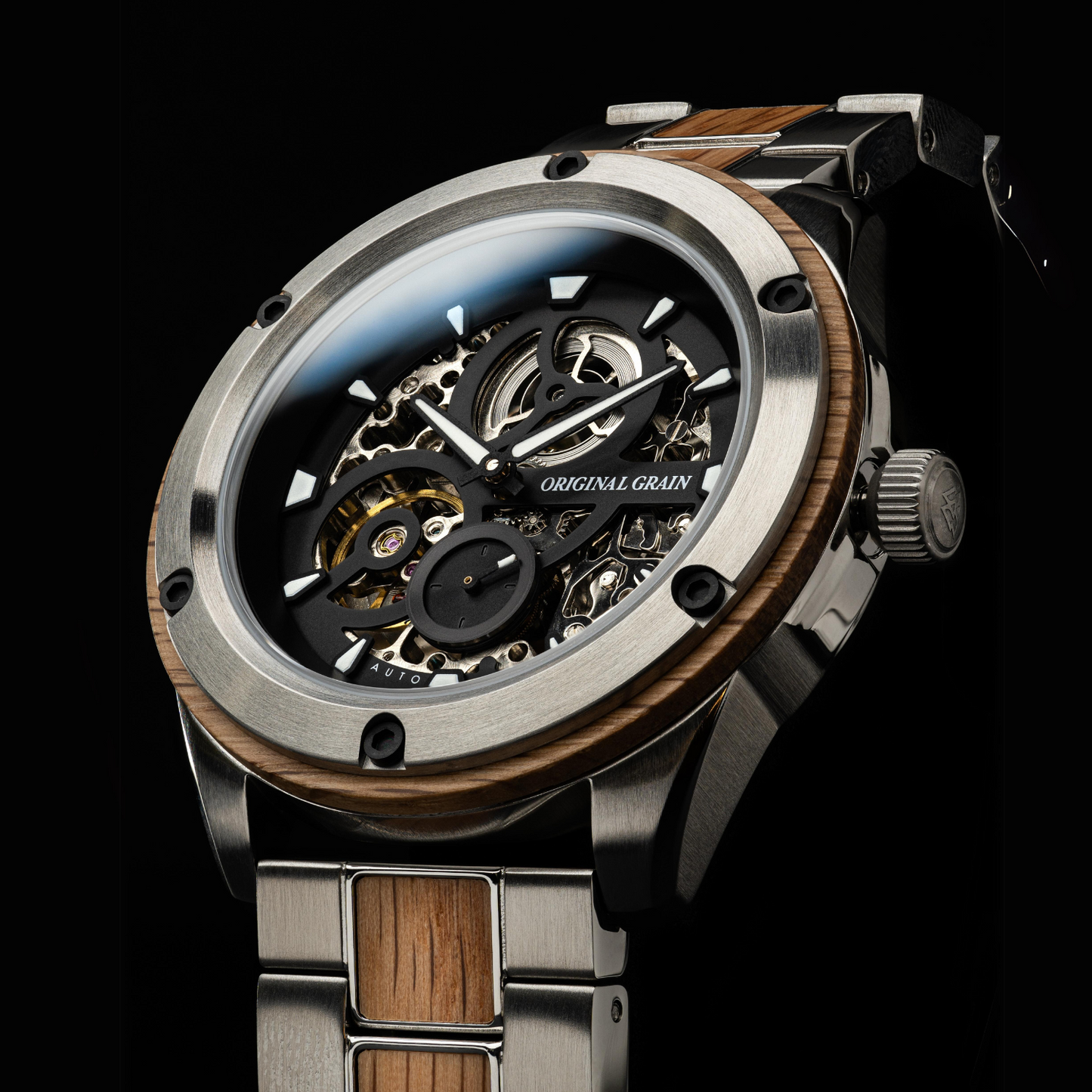 Brewmaster Silber robuste Automatikuhr 44 mm