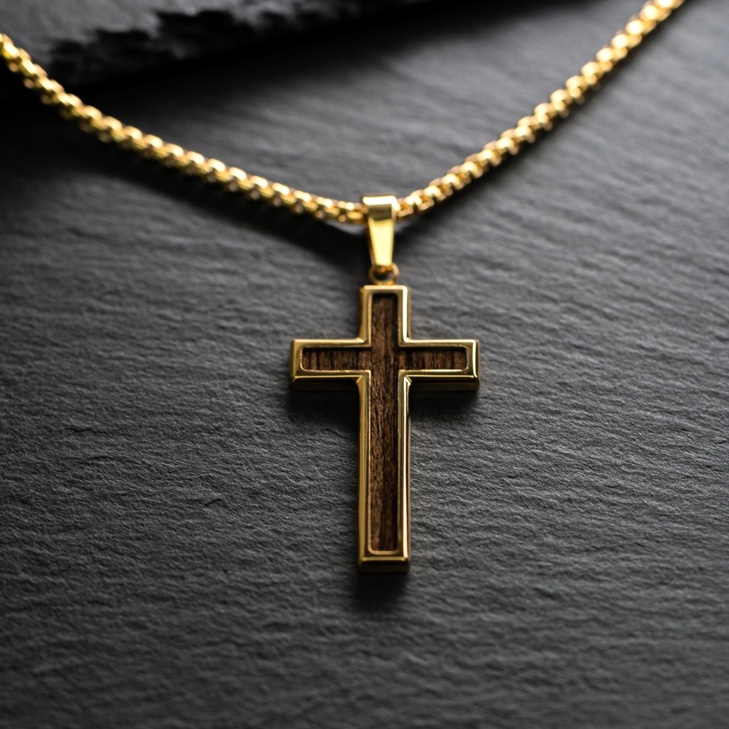 Ebony Gold Cross Necklace