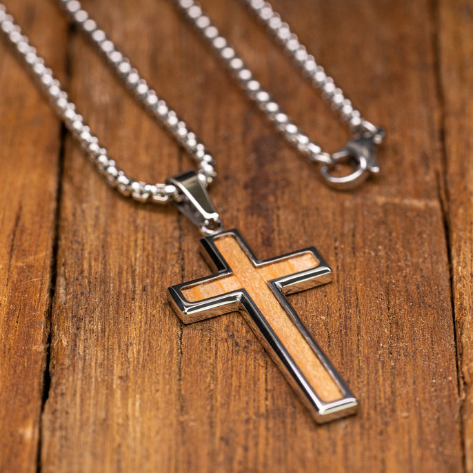 mens wooden cross-mens necklace-wood cross-stunning religious