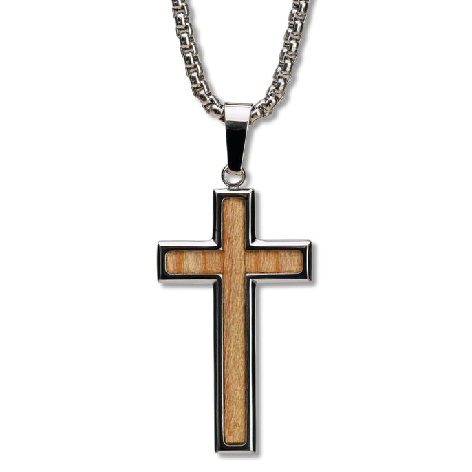 mens wooden cross-mens necklace-wood cross-stunning religious