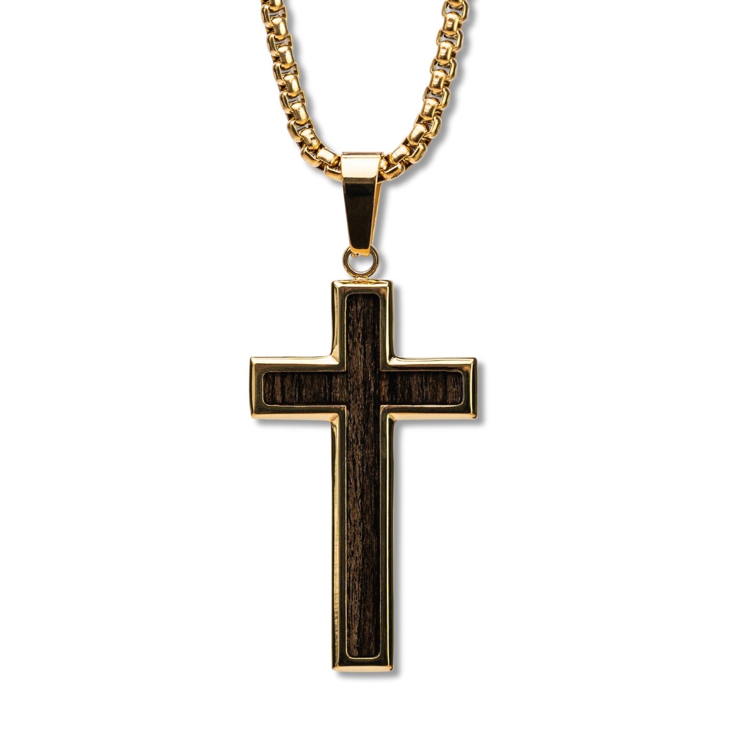 Ebenholz-Gold-Kreuz-Halskette