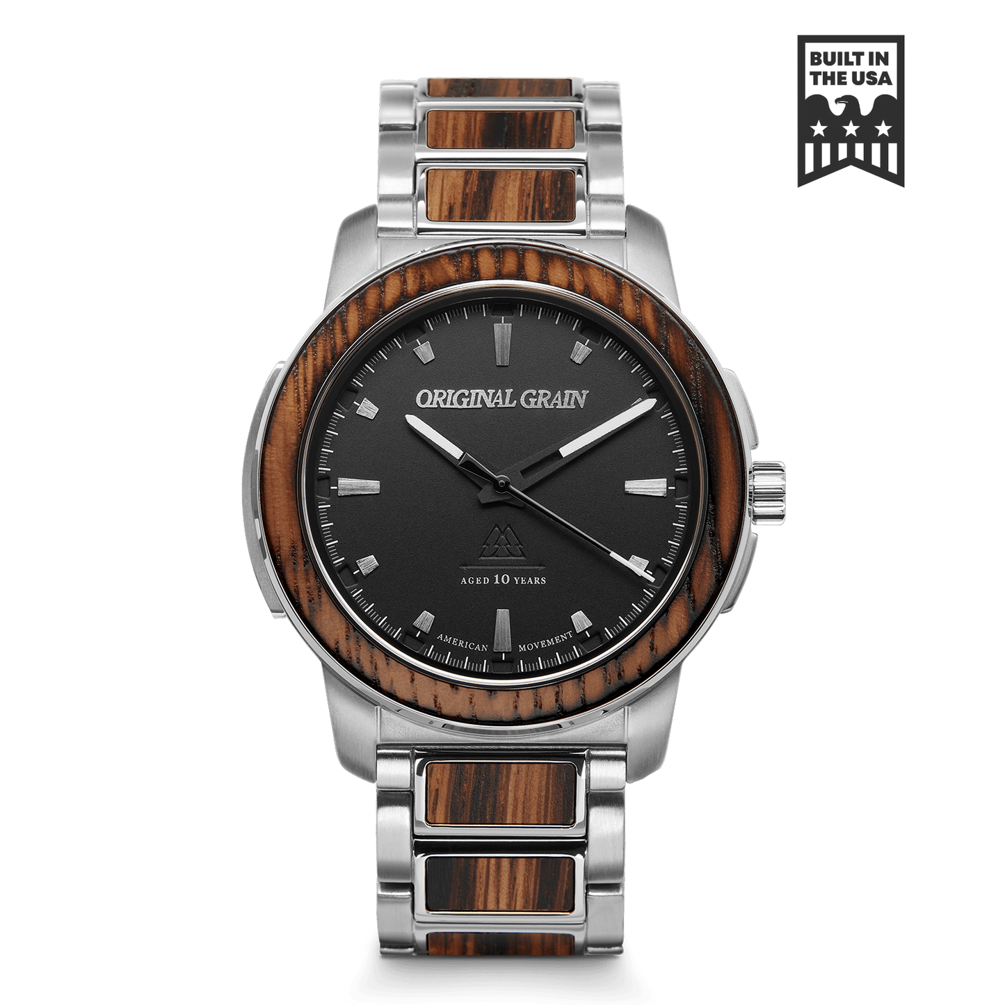 Fût de bourbon en chêne carbonisé American Heritage argent 42mm