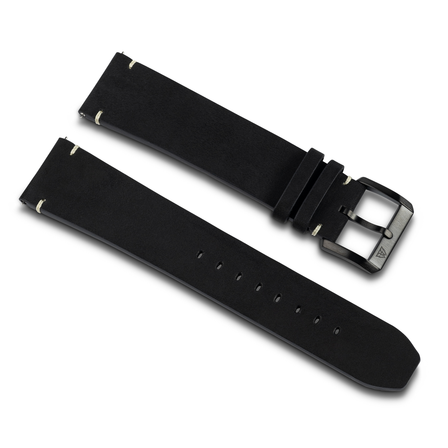 Midnight Black Raw Edge 23mm Leather Band