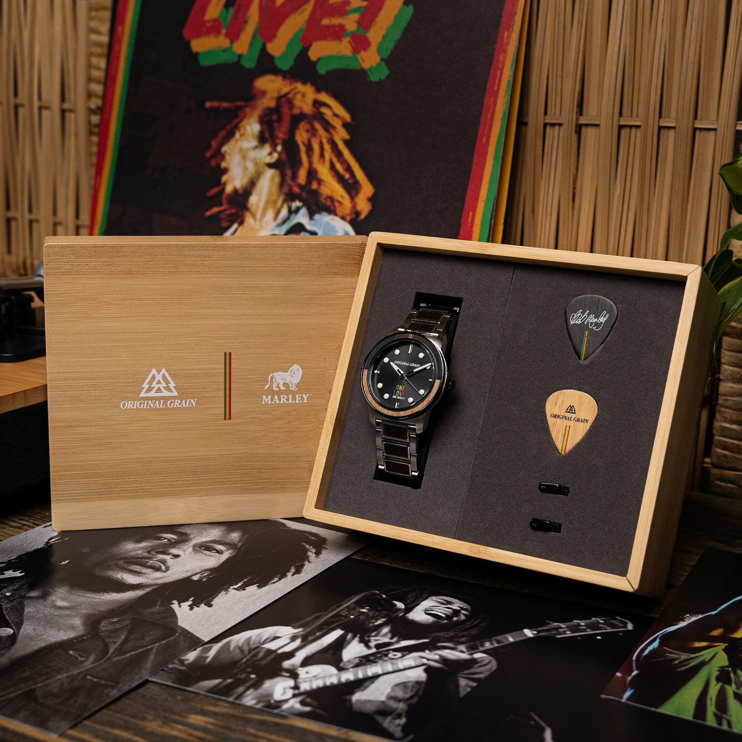 Bob Marley One Love Bamboo Silver Barrel 42mm