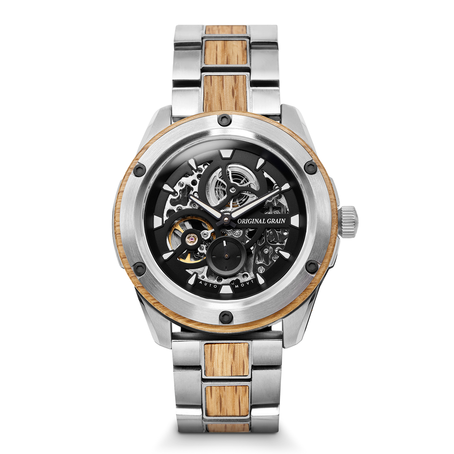 Brewmaster Silber robuste Automatikuhr 44 mm