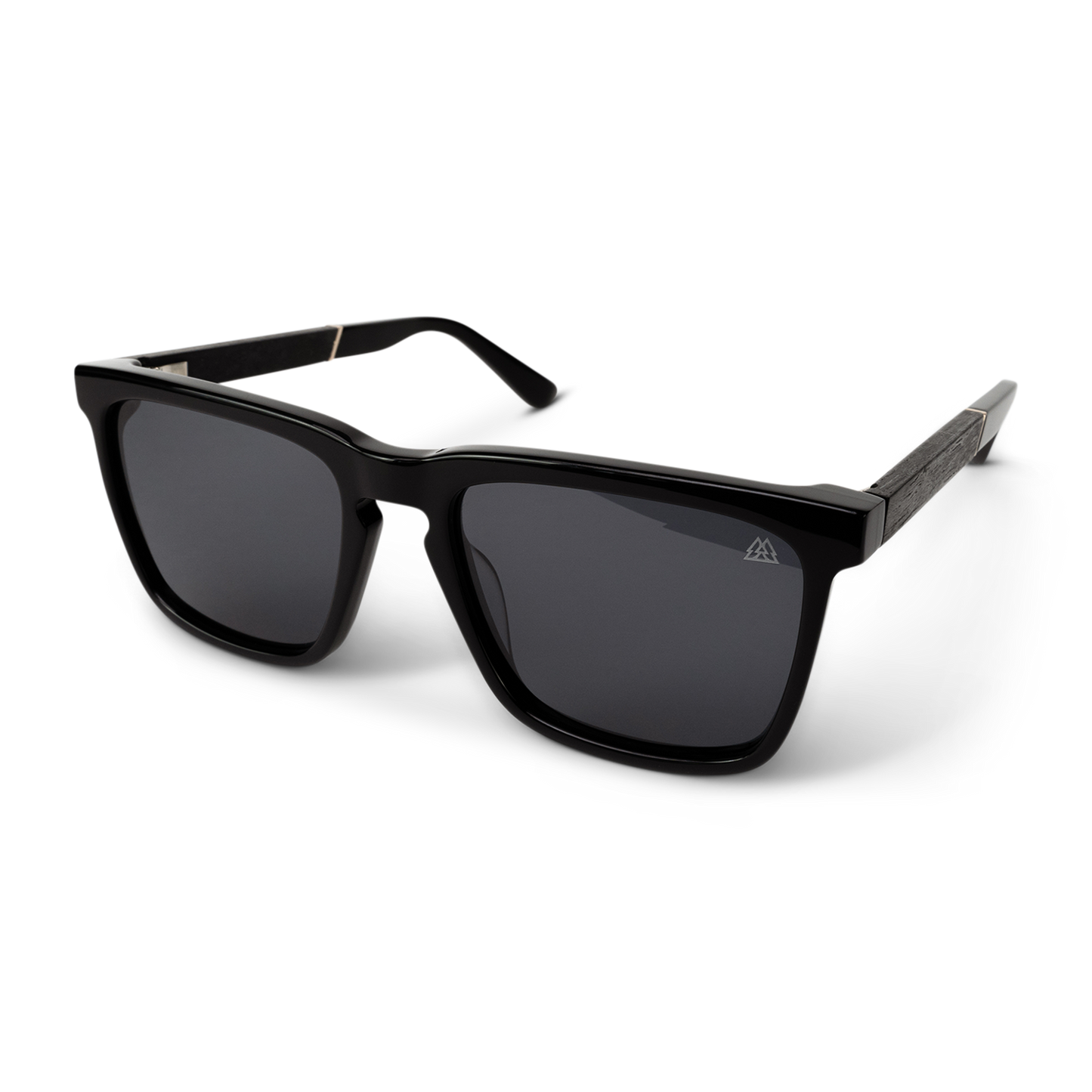 Revival-Sonnenbrille in Ebenholzgold mit glänzendem Schwarz