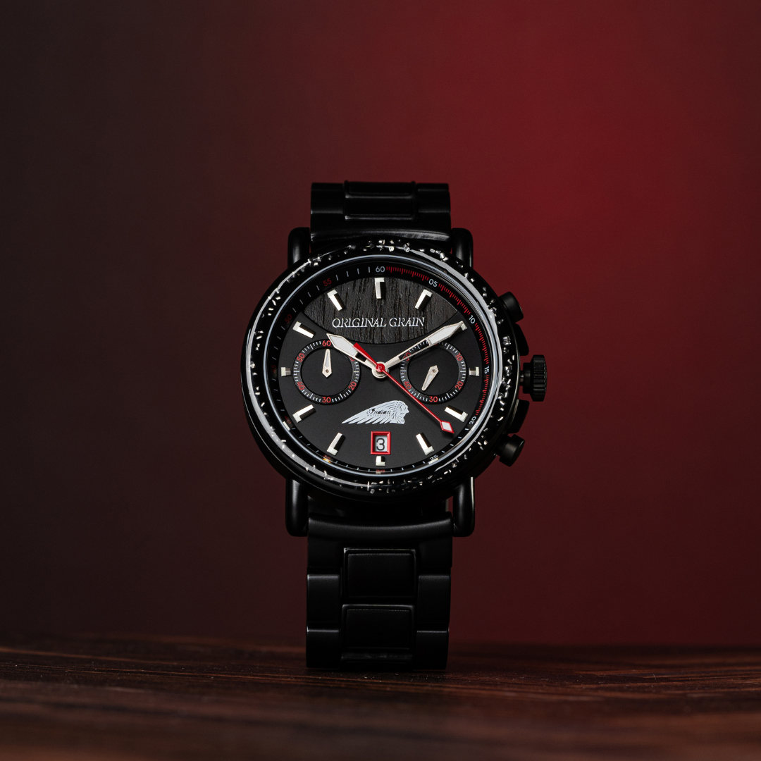 Indischer Motorrad-Chrono aus Blackwood, 44 mm