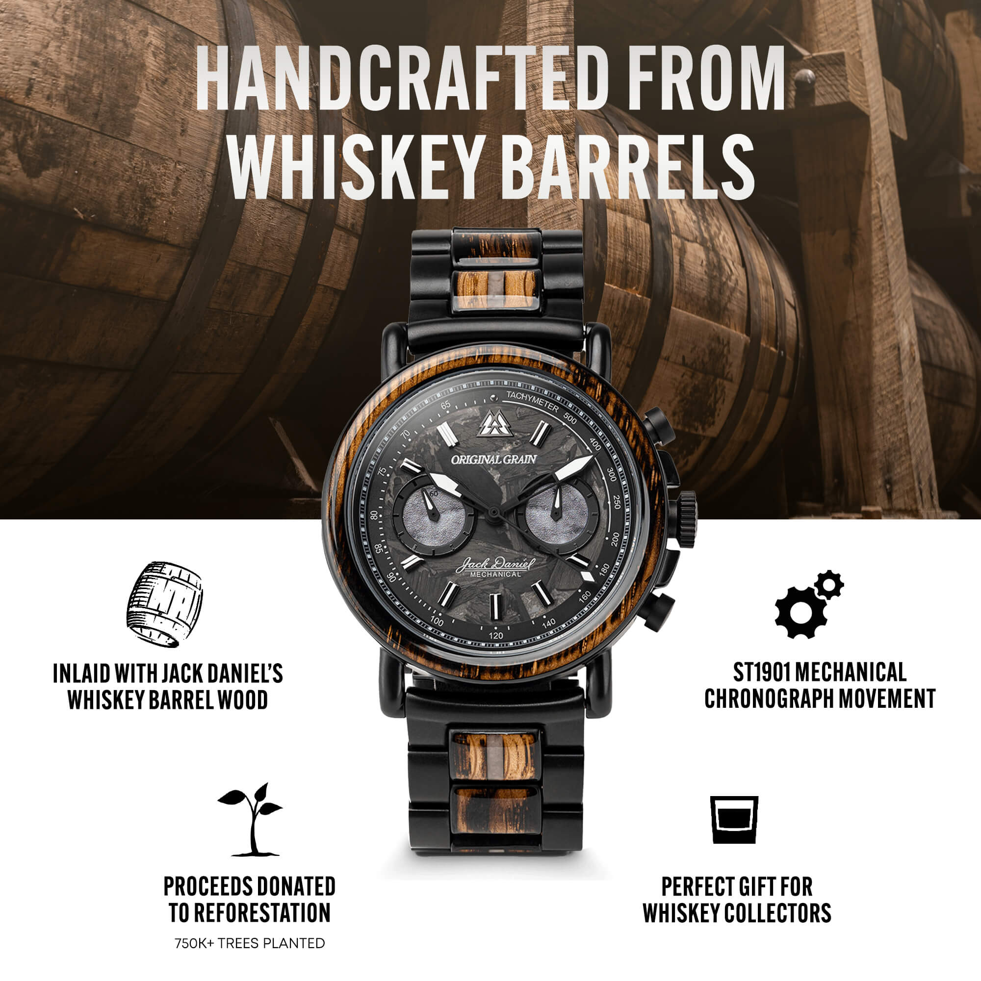 Jack Daniel's Mechanical Chrono 44mm | Original Grain