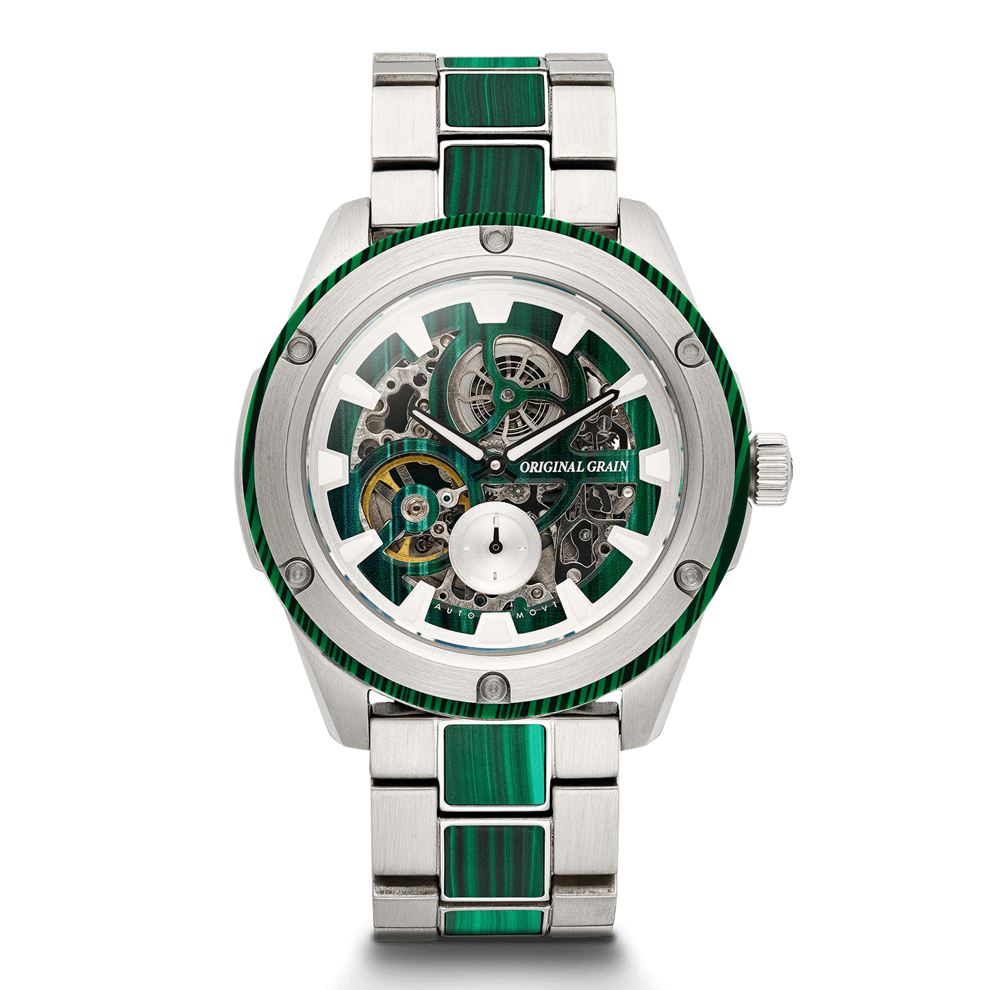 Malachite Rugged Silver Automatic 45mm