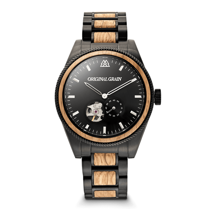dress watch black MVMT Legacy Slim Automatic Leather Strap Watch