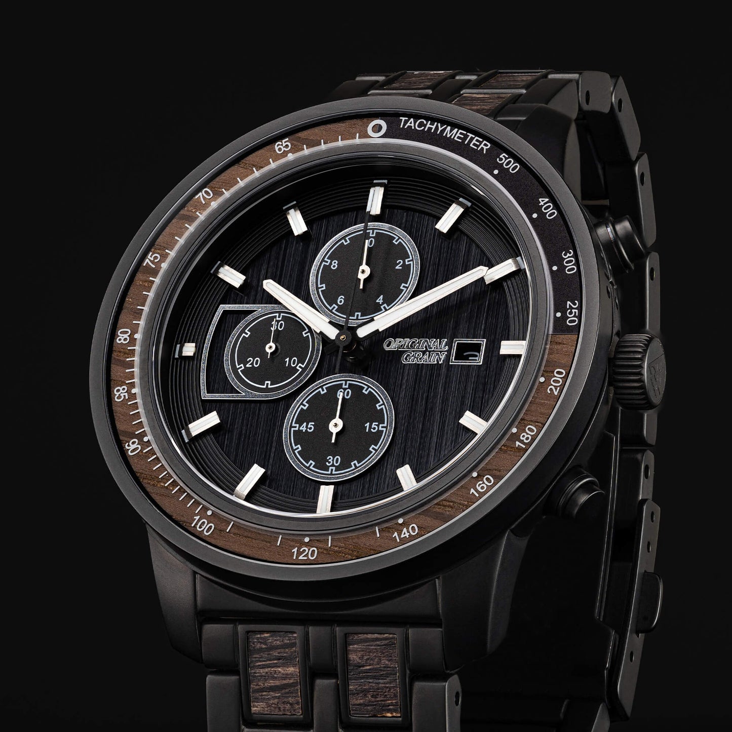 Fût de whisky carbonisé chrono solaire 45mm