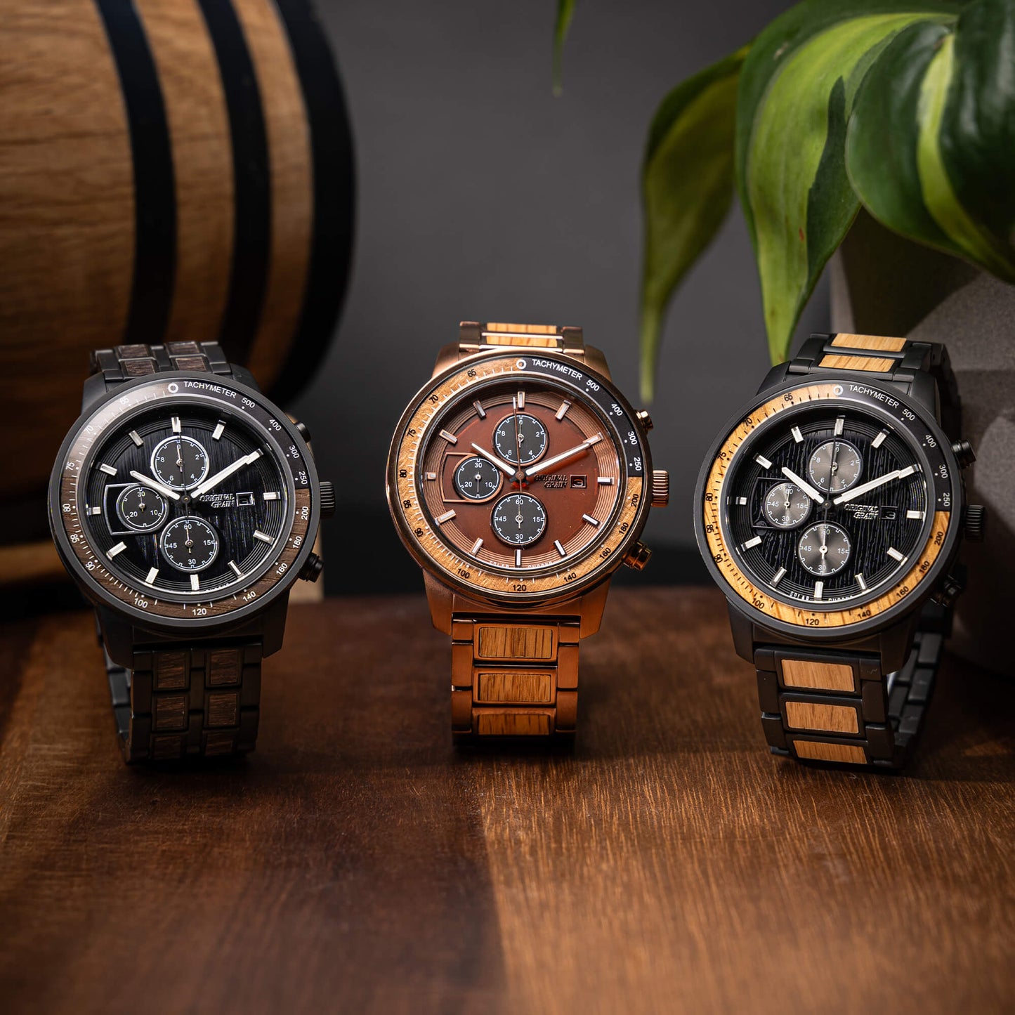 Fût de whisky carbonisé chrono solaire 45mm