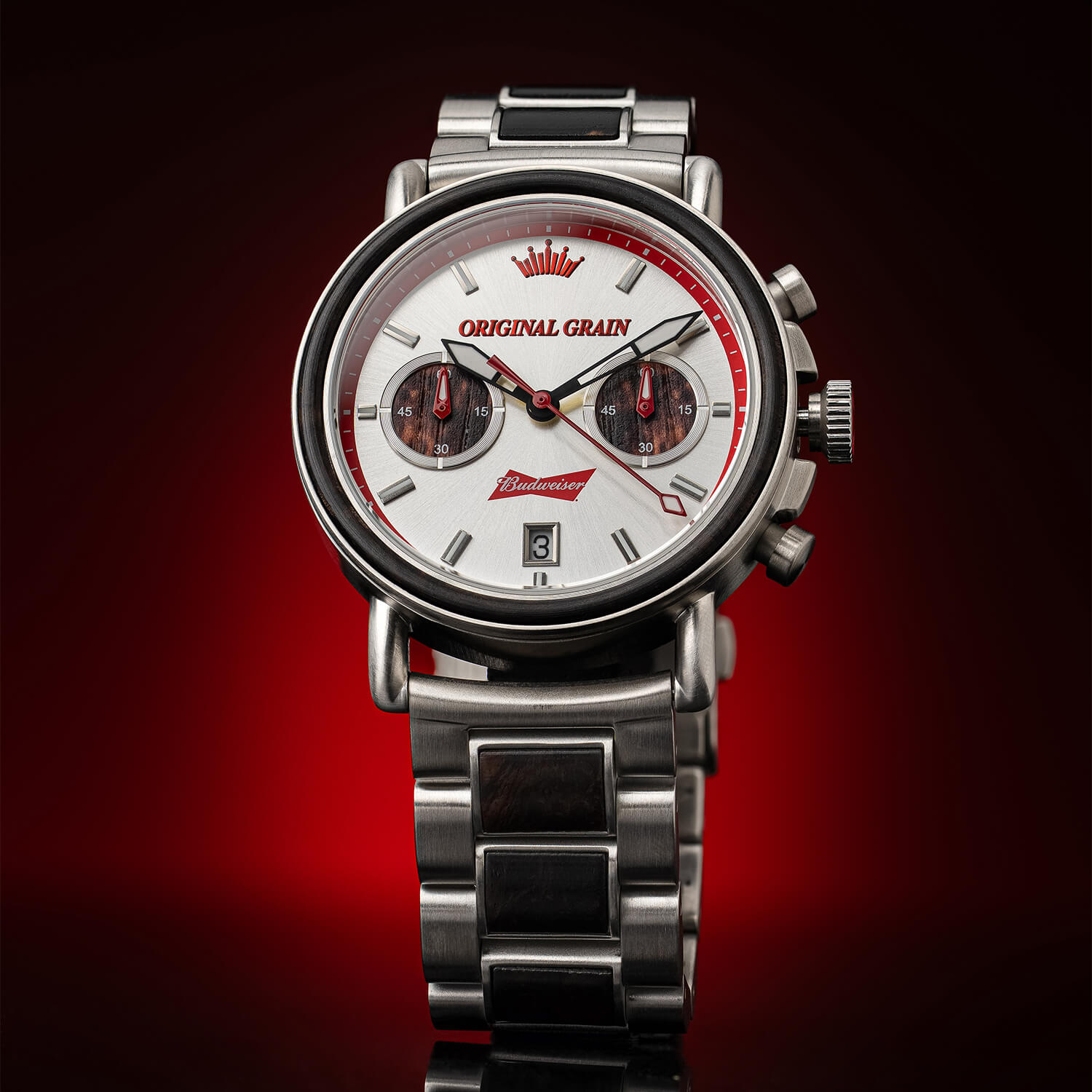 Budweiser King of Beers Silver Chrono 44mm – Original Grain