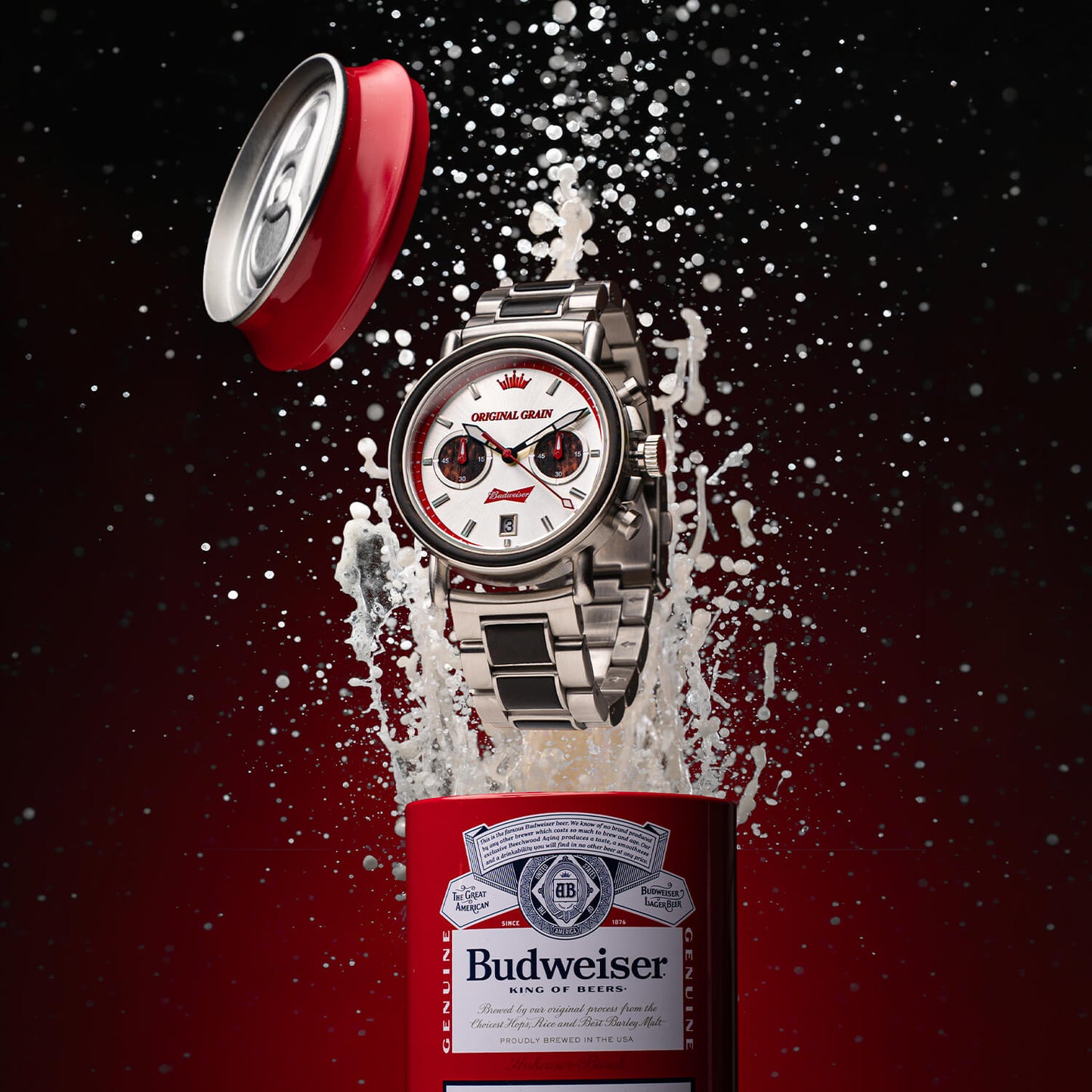 Budweiser King of Beers Silver Chrono 44mm