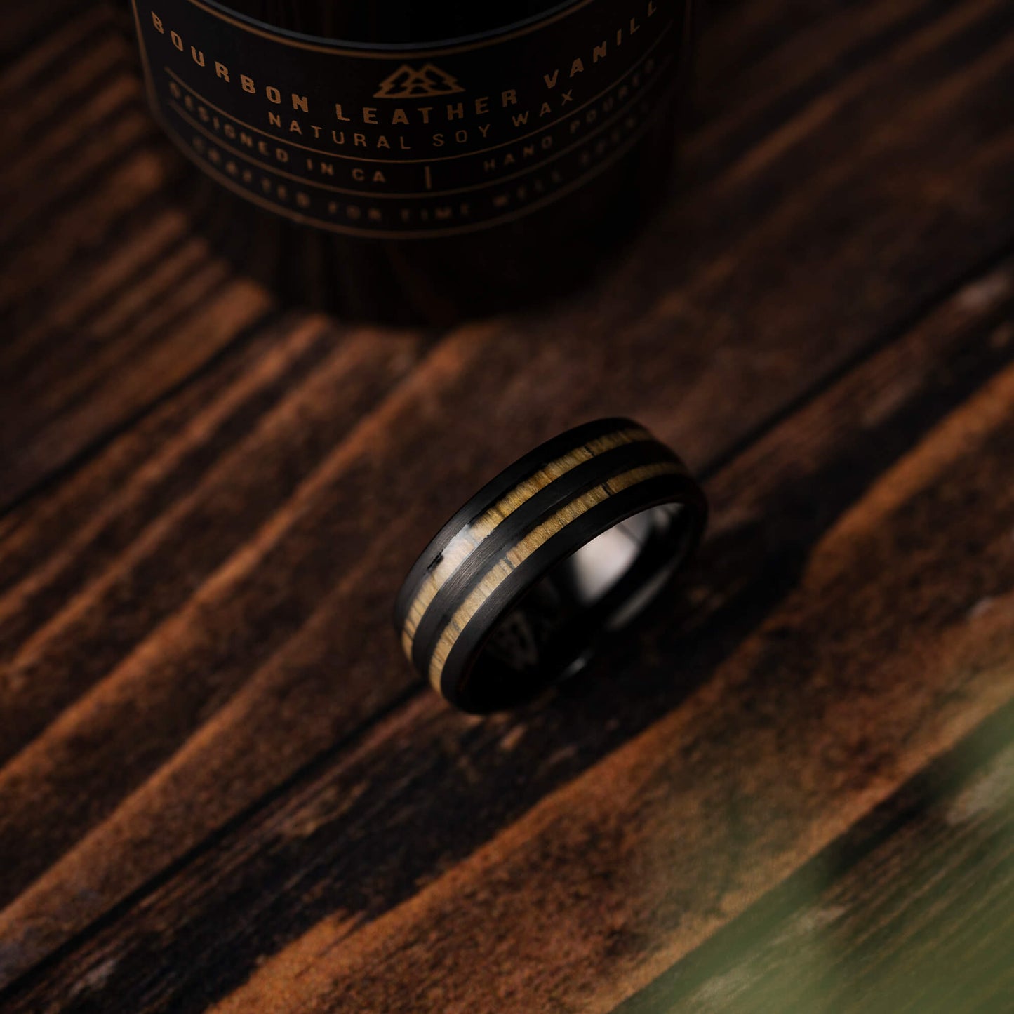 Whiskey Black Double Barrel Ring