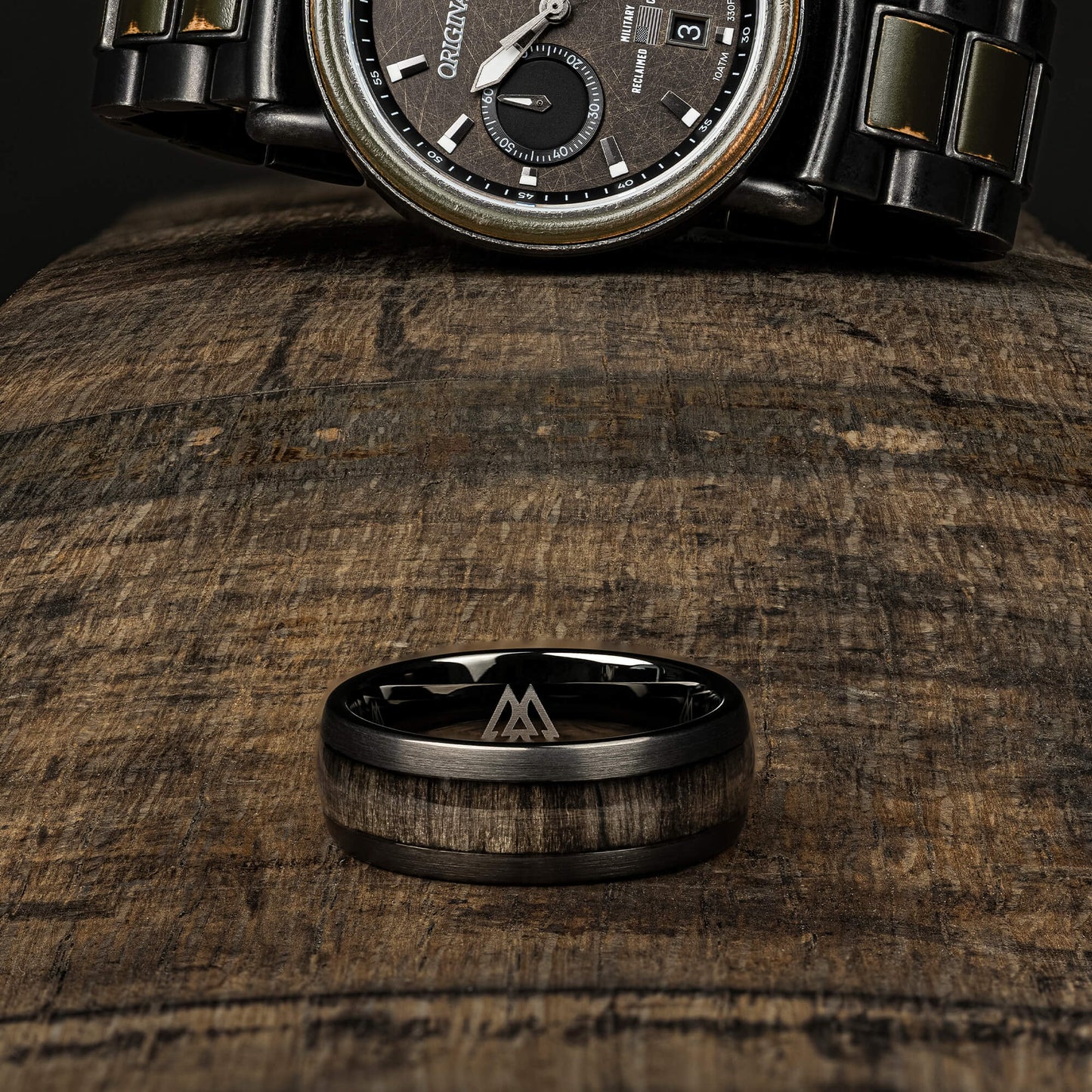 Military Gunmetal Single Barrel Ring