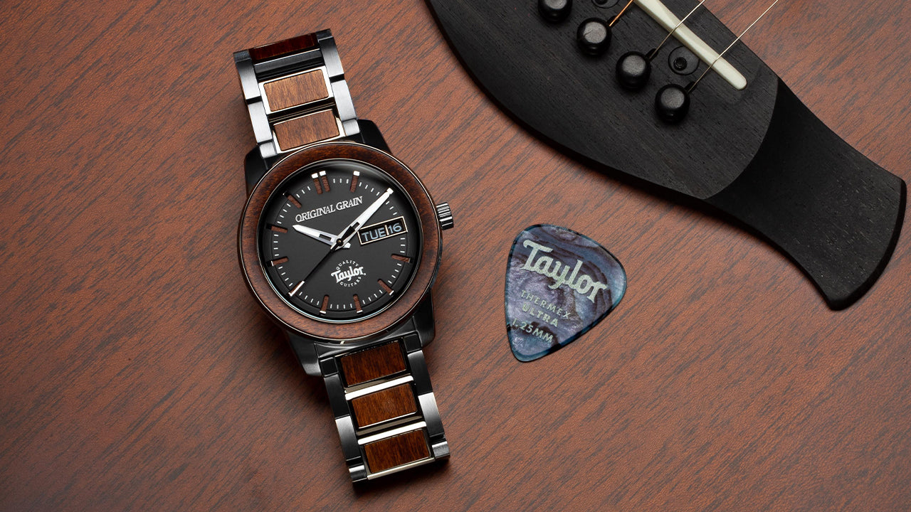 テイラーギター✕オリジナルグレイン 腕時計 定価165000円 エボニー テイラーギター✕オリジナルグレイン 腕時計 定価165000円
